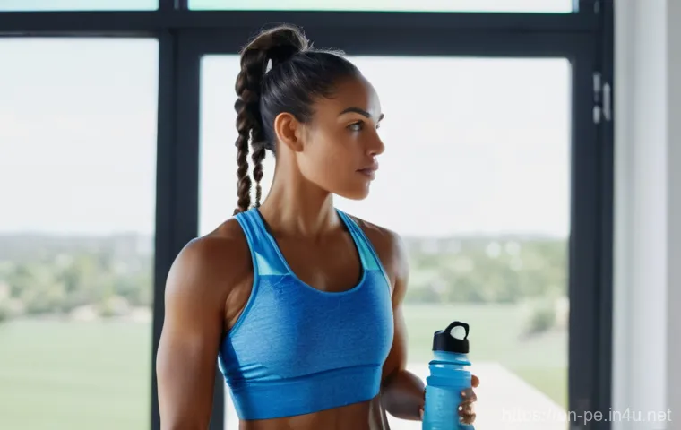 운동 중 수분 섭취 가이드 - **Hydration Blueprint: Pre-Workout Assessment**
"A diverse woman in her late 20s, with an athlet...