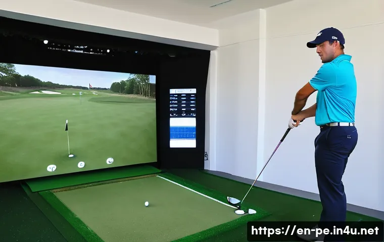 골프 스윙 분석과 교정 - **Prompt:** A focused male golfer in his late 30s, dressed in modern, athletic golf attire (polo shi...