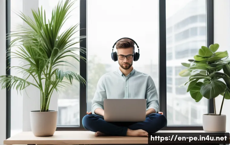 멘탈 트레이닝 프로그램 - A serene modern workspace designed for optimal focus and mental clarity, featuring a minimalist desk...